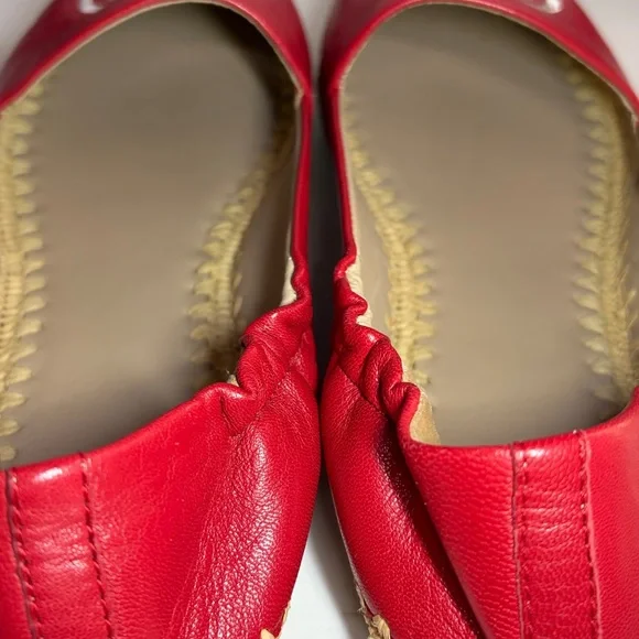 Tory Burch Darien Red Loafer Espadrille nappa leather Womens Size 7M - Picture 7 of 16